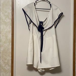 Halter Neck Romper with Contrast Trim